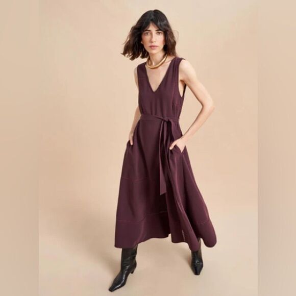 NWT LA LIGNE Marlien dress in Dark plum - Picture 5 of 13